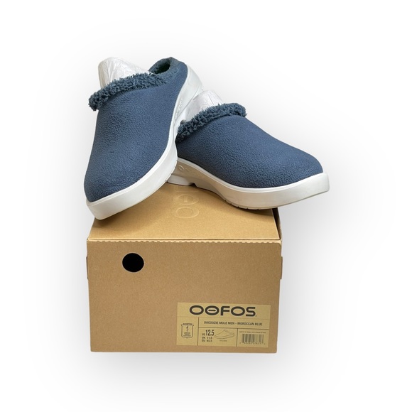 OOFos 𖦹 OOcoozie Vegan Sherpa Fur Lined Slipper Mule 𖦹 Moroccan Blue 𖦹 12.5 - Picture 13 of 16